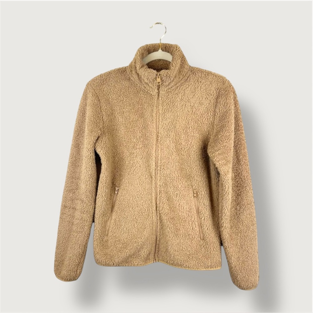 TNA | XS | Mockneck Teddy Zip-up | Tan | Fleece | Athleisure | Streetwear | Cozy